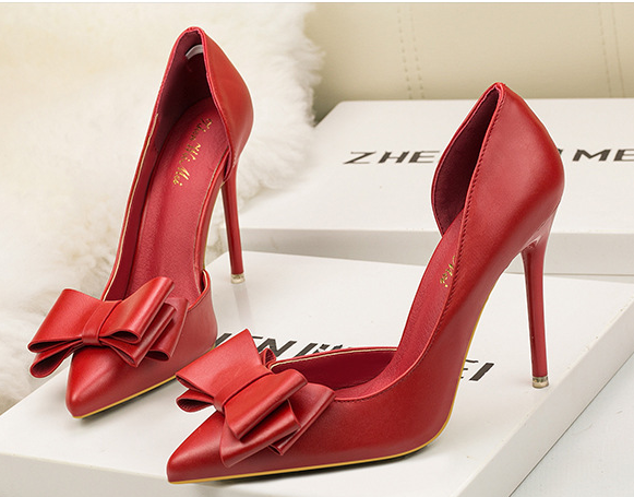 Women's Bow High Heels with Pointed Toe