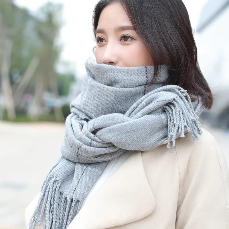 Plaid Scarf for Women - Thick Warm Shawl for Winter