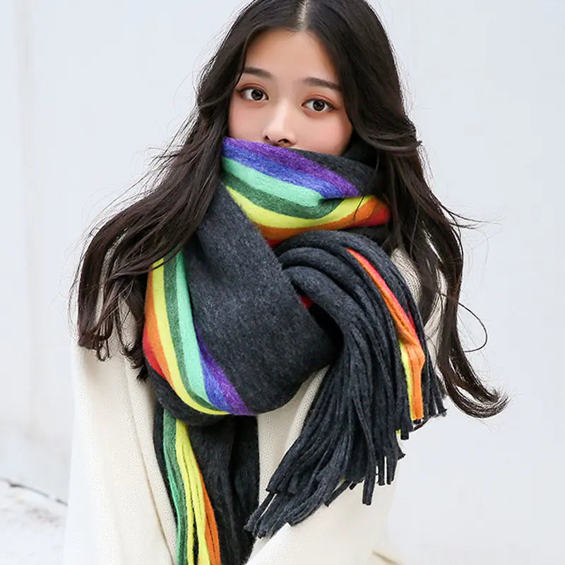 Rainbow Scarf for Women - Versatile Autumn Winter Wrap