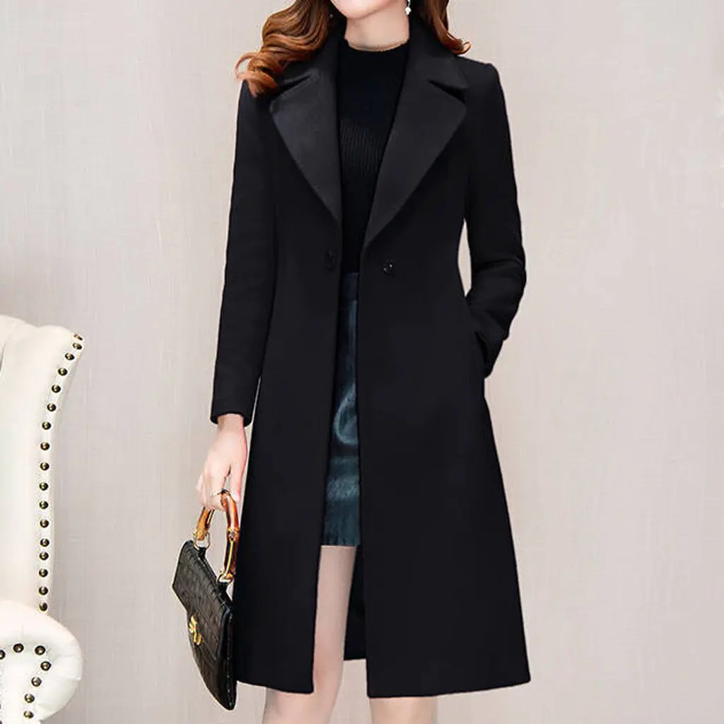 Dragon and Phoenix Wool Coat for Women (Mid-Length)