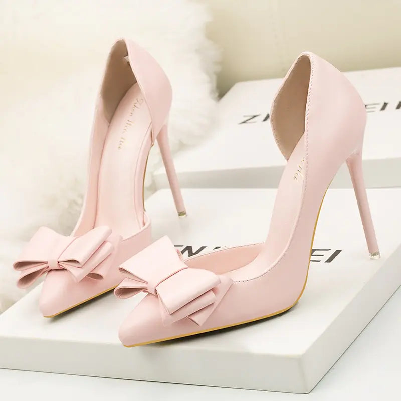 Women's Bow High Heels with Pointed Toe