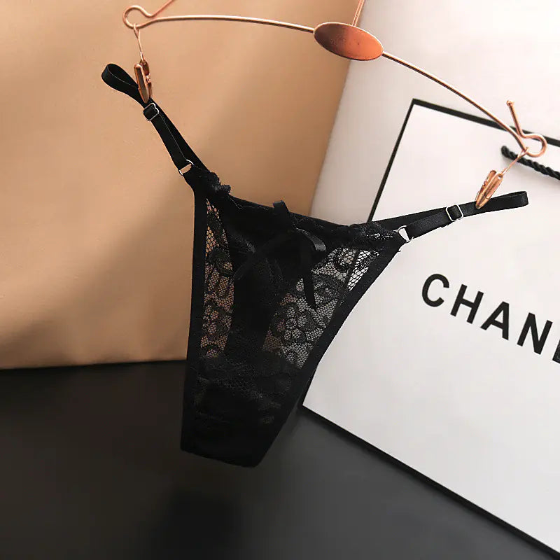New Low-rise Lace Transparent Adjustable Thong Panties
