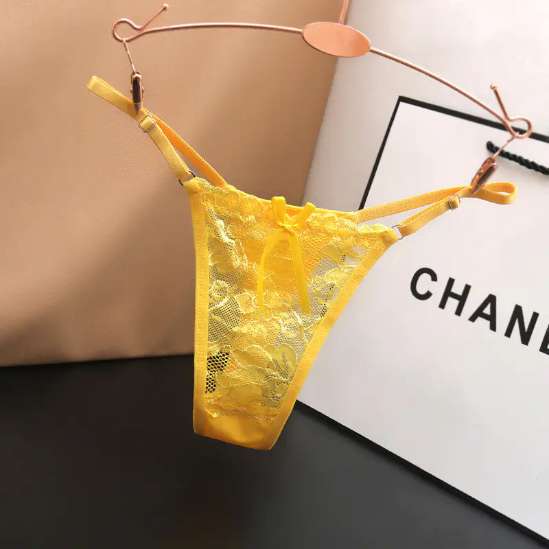 New Low-rise Lace Transparent Adjustable Thong Panties