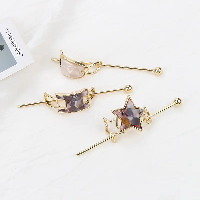 Geometric Alloy Hairpin for Vintage Elegant Style