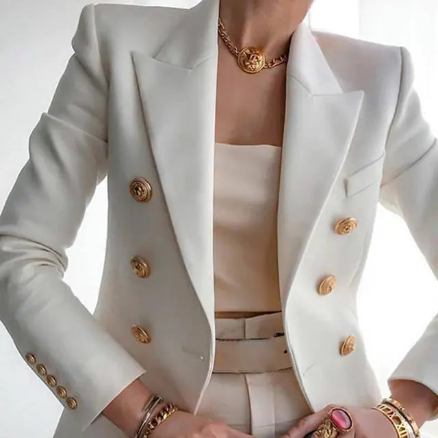 Elegant Double Breasted Slim Fit Ladies Blazer