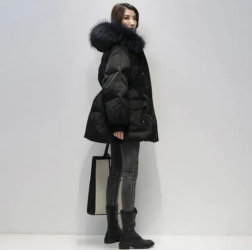 Mid-Length Down Cotton Jacket for Women (Korean Style)