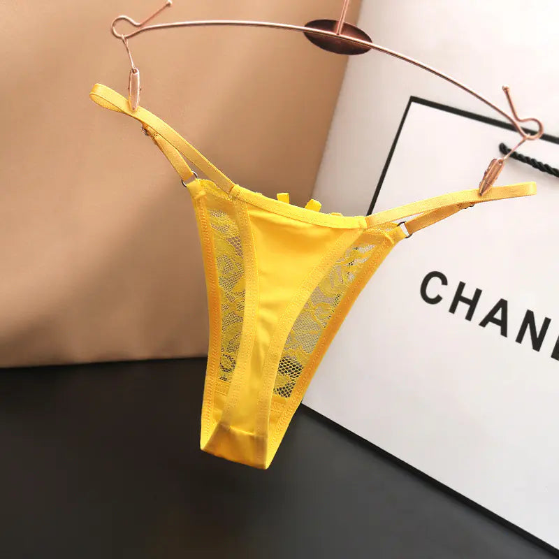 New Low-rise Lace Transparent Adjustable Thong Panties