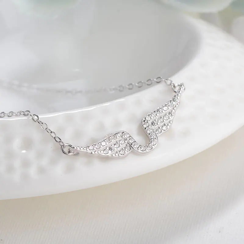 S925 Silver Angel Wings Necklace for Women