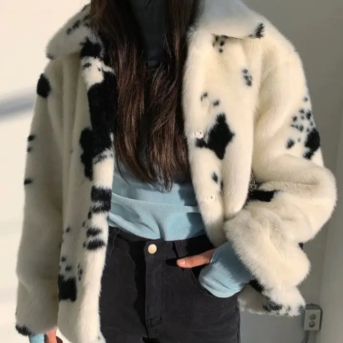Stylish Cow Collar Short Cotton Jacket for Women