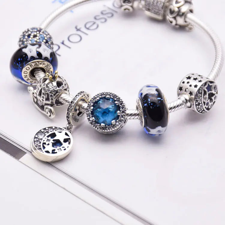 S925 Sterling Silver Blue Glass Crystal Bracelet – Elegant Jewelry for Women