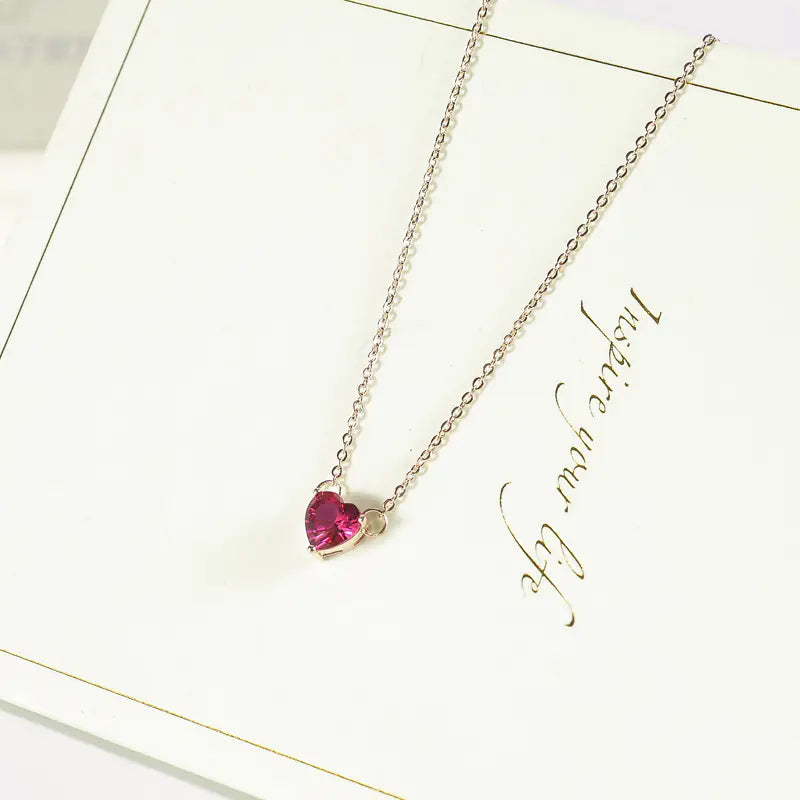 Rhinestone Heart Pendant Necklace for Women