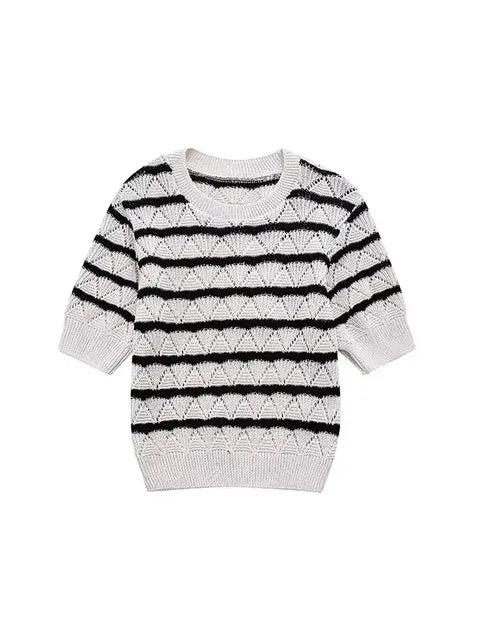Striped Knitted Sleeveless Mini Dress & Cropped Top Set