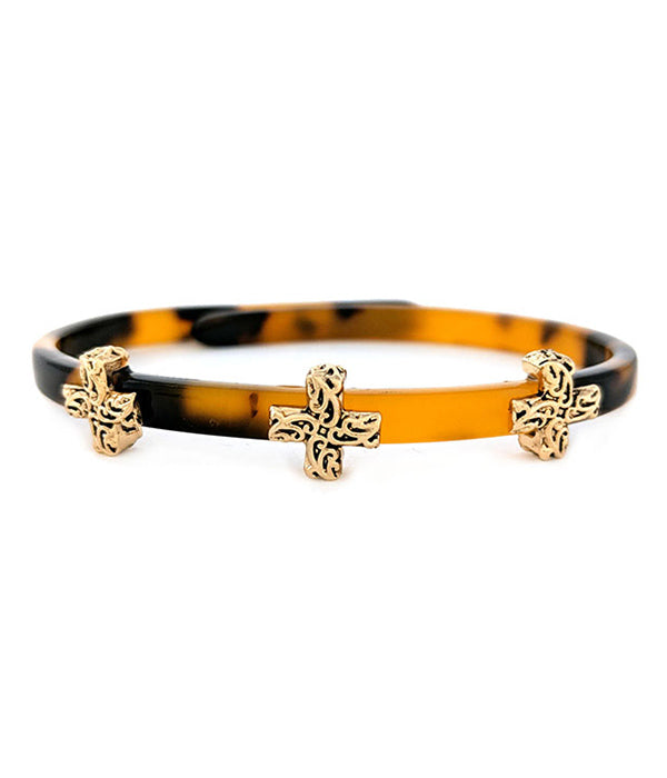 ACETATE BANGLE BRACELET - CROSS-0