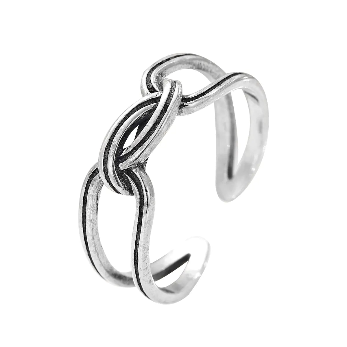 S925 Sterling Silver Vintage Knot Ring – Double-Layer Adjustable Band for Women