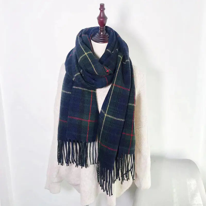 Winter Women’s Plaid Scarf - Thick & Warm Long Shawl