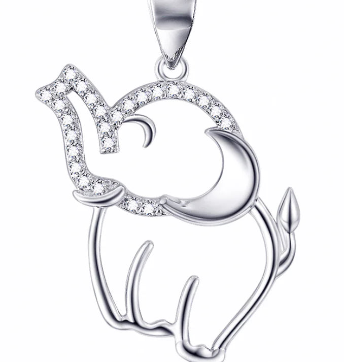S925 Silver Elephant Pendant Necklace for Women