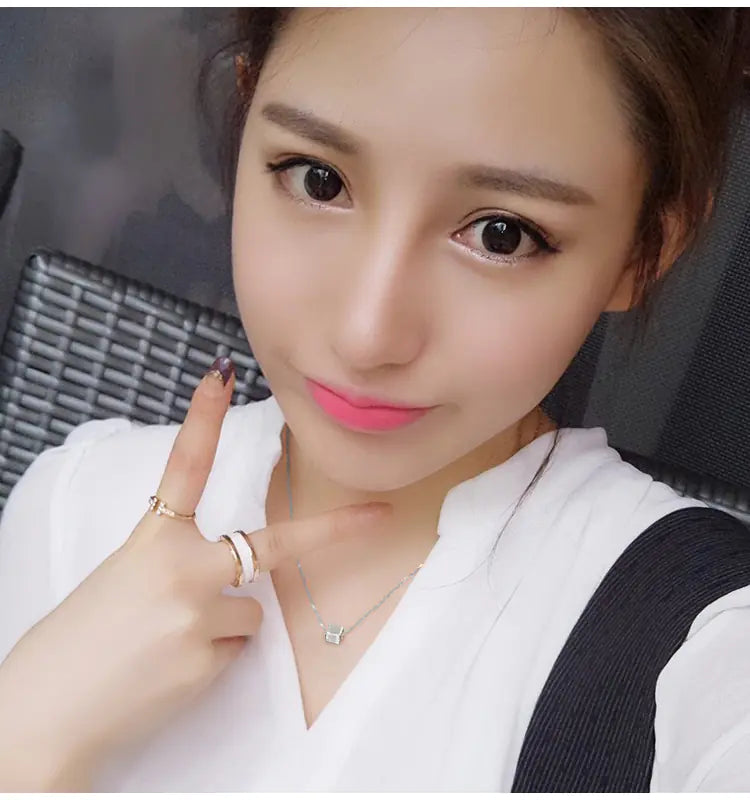 S925 Silver Brushed Square Necklace for Women