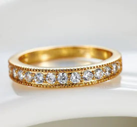 European Style Engagement Ring – 18K Gold Plated with AAA Zircon Stone