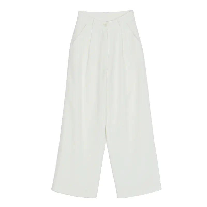 White Short Jacket and Wide Leg Pants Set