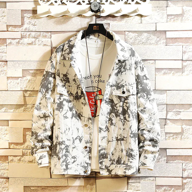 Men's Camouflage Color Denim Jacket