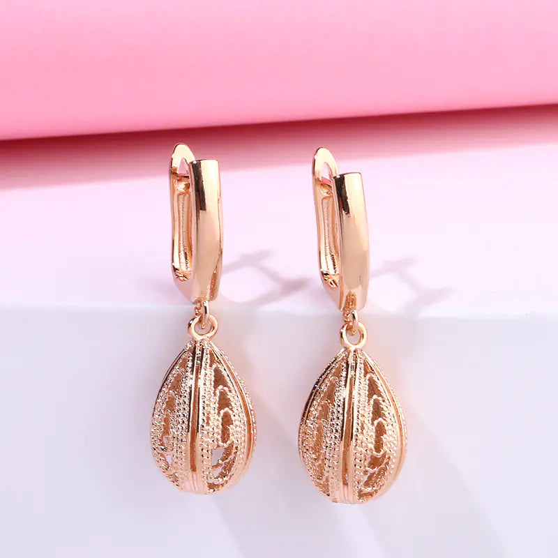 Rose Gold Chinese Style Earrings with Zircon – Creative Traditional-Inspired Jewelry for Women