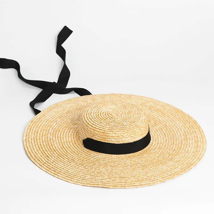 Vintage Oversized Lace-up Straw Shading Hat