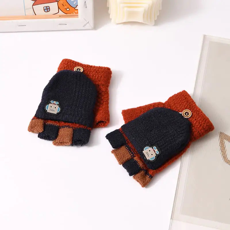 Cute Knitted Half-Finger Gloves for Kids