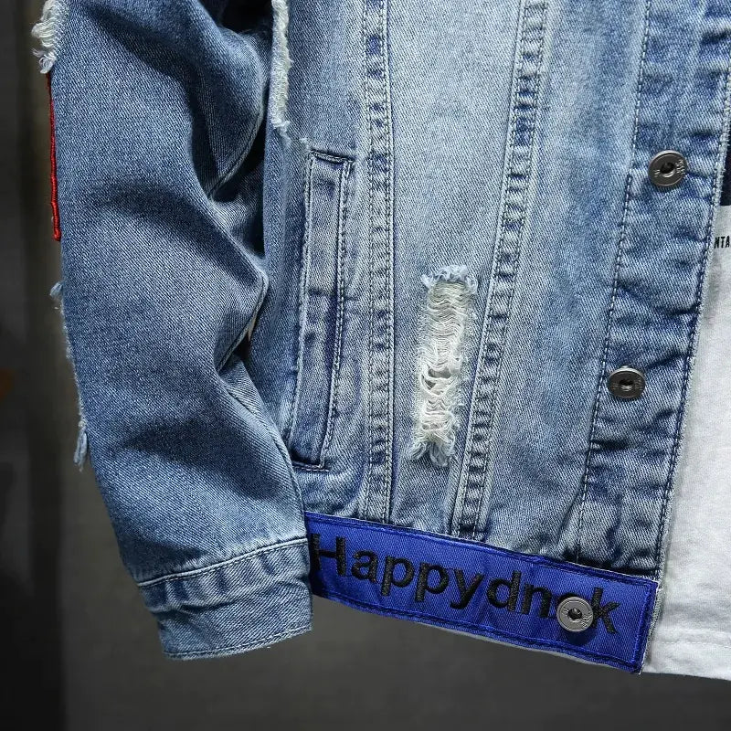 High-Quality Ripped Denim Jacket for Men and Women