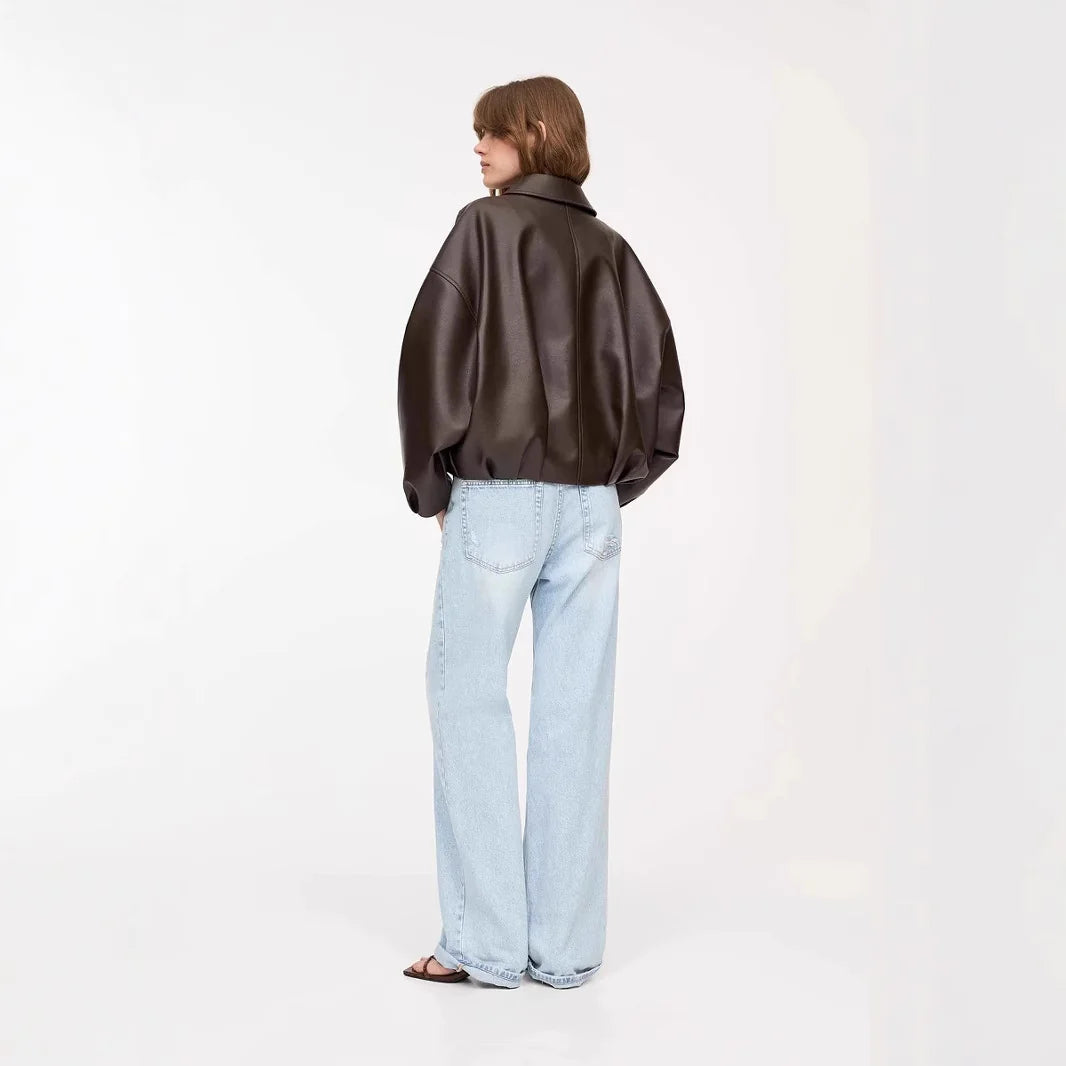 Women’s Retro Bomber Jacket – Solid Color Casual Lightweight Coat