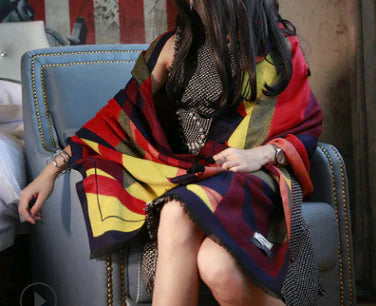 Autumn Winter Women's Reversible Wool Scarf Shawl