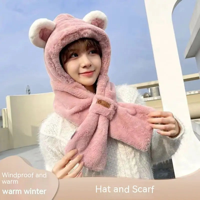 Women's Thickened Warm Plush Hat and Scarf Set