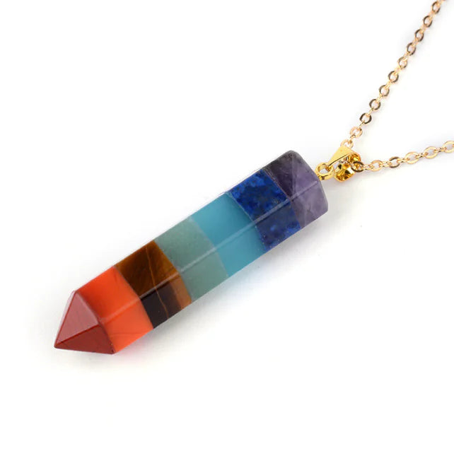 Hexagonal Chakra Pendant with Natural Stone Crystal