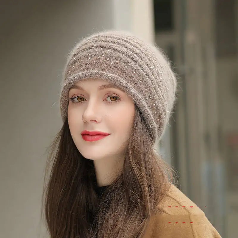 Warm Women's Wool Knitted Hat for Autumn and Winter