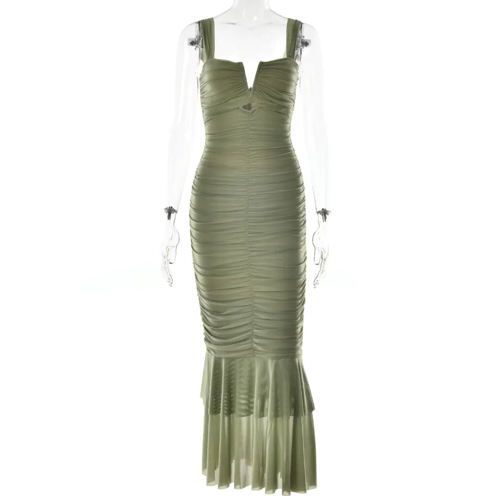 Fashionable Spring Summer Spliced Midi Dress FD9738