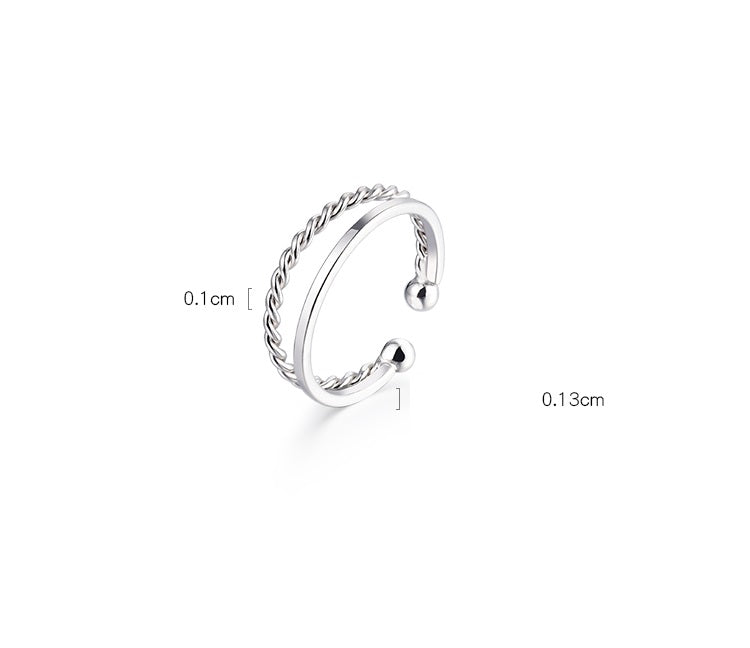 S925 Sterling Silver Double Twist Ring for Women – Elegant Layered Stackable Design