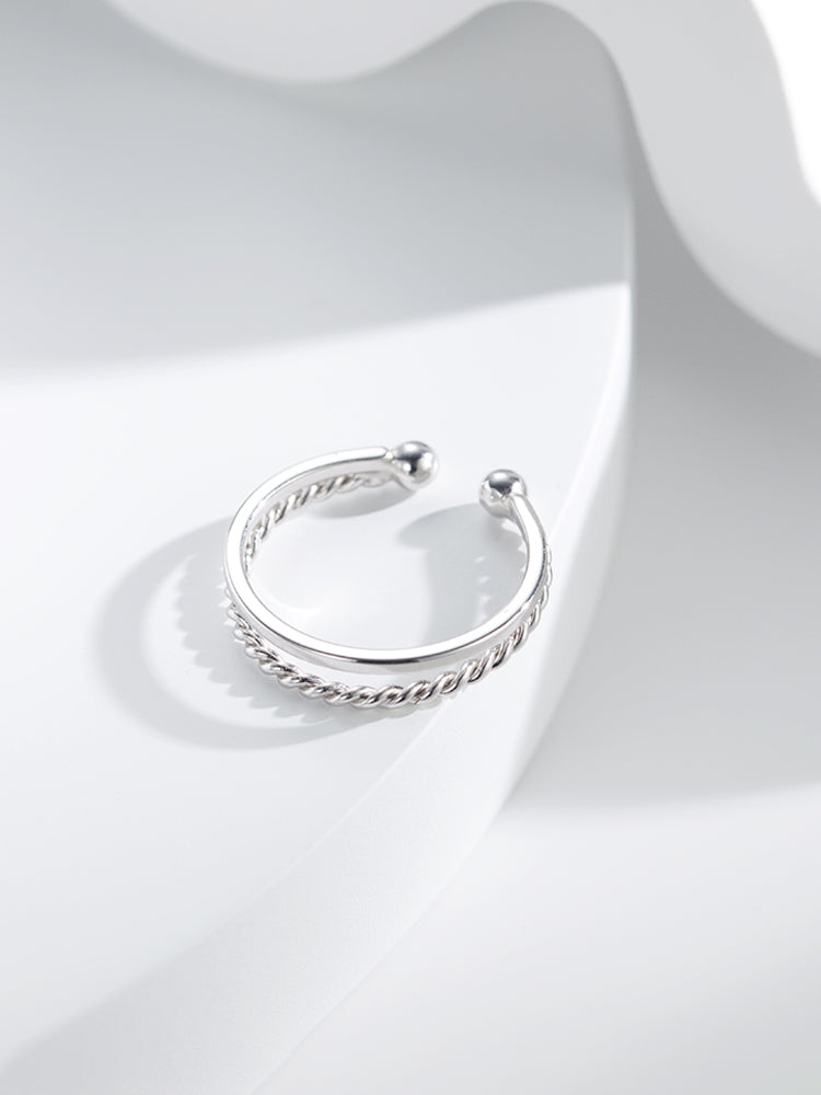 S925 Sterling Silver Double Twist Ring for Women – Elegant Layered Stackable Design