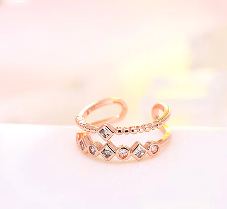 S925 Sterling Silver Double Layer Zircon Ring – Elegant Stacking Ring for Women
