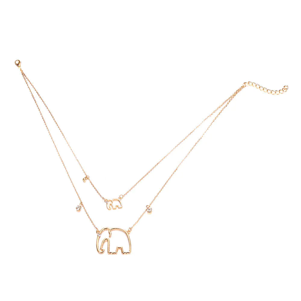Vintage Gold Layered Elephant Necklace for Women