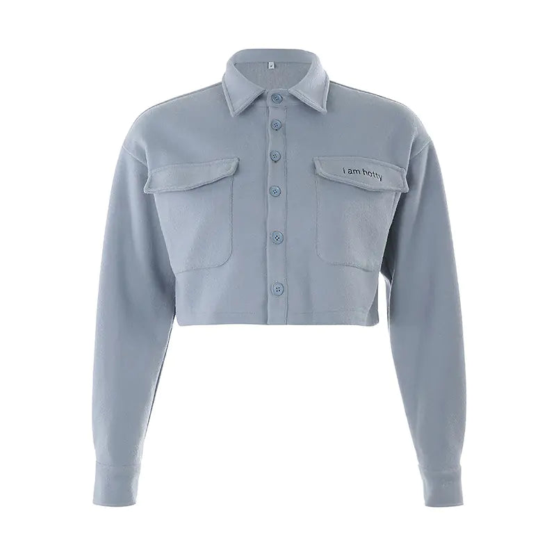 Embroidered Letter Wool Blend Short Jacket for Women