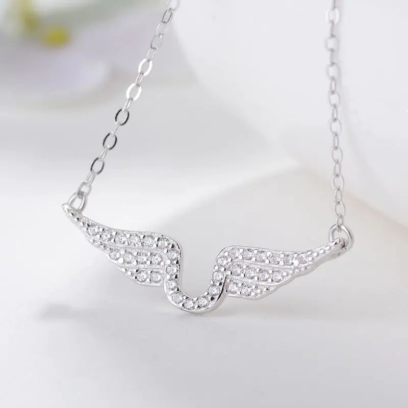 S925 Silver Angel Wings Necklace for Women