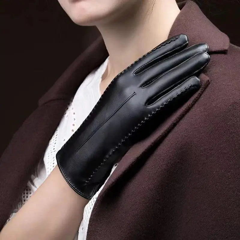 Women's Winter Cute Touchscreen PU Leather Gloves