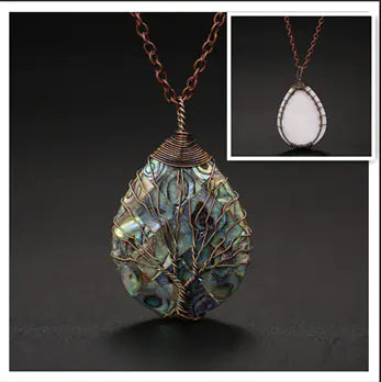 Natural Abalone Shell Pendant Necklace for Women