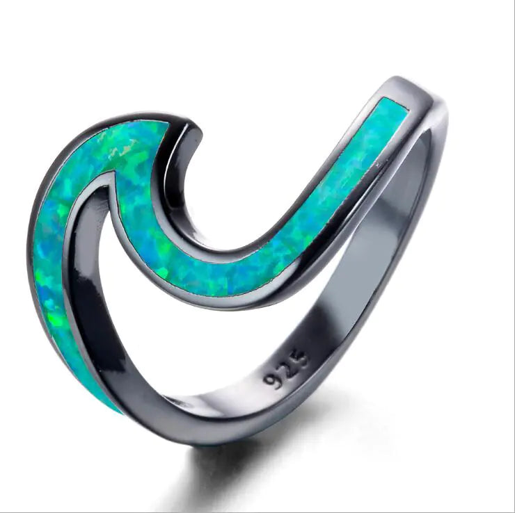 Black Gold Opal Ring with Diamond Accent (Stylish Design)