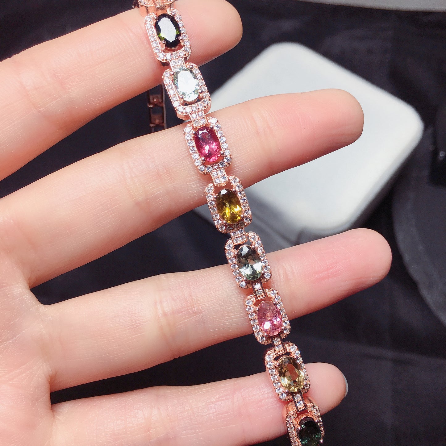 Natural Tourmaline Bead Bracelet for Women – Handmade Crystal Healing Stone Jewelry
