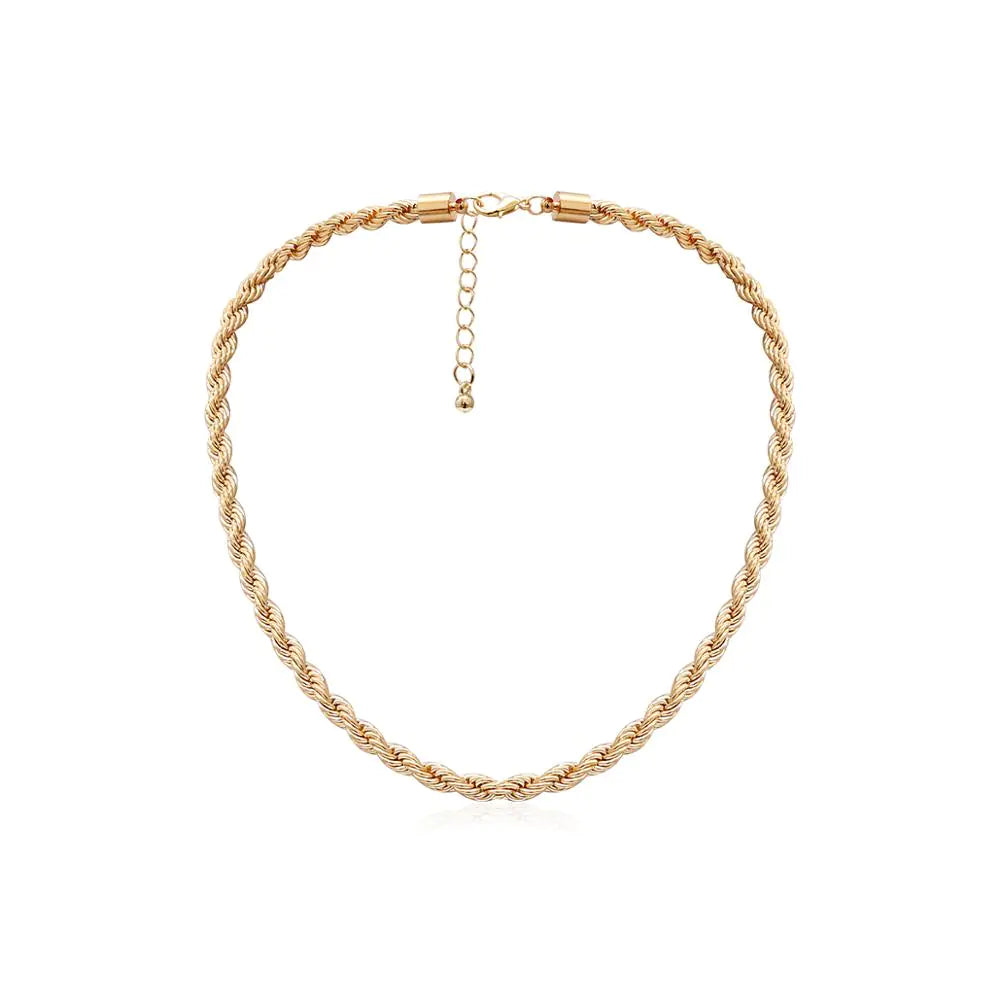 Simple Layered Twisted Chain Necklace for Women