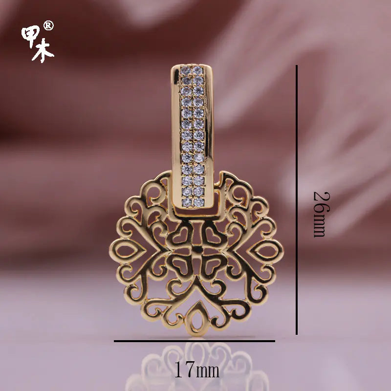 Geometric Hollow Rose Gold Zircon Earrings – Elegant Wholesale Jewelry for Women
