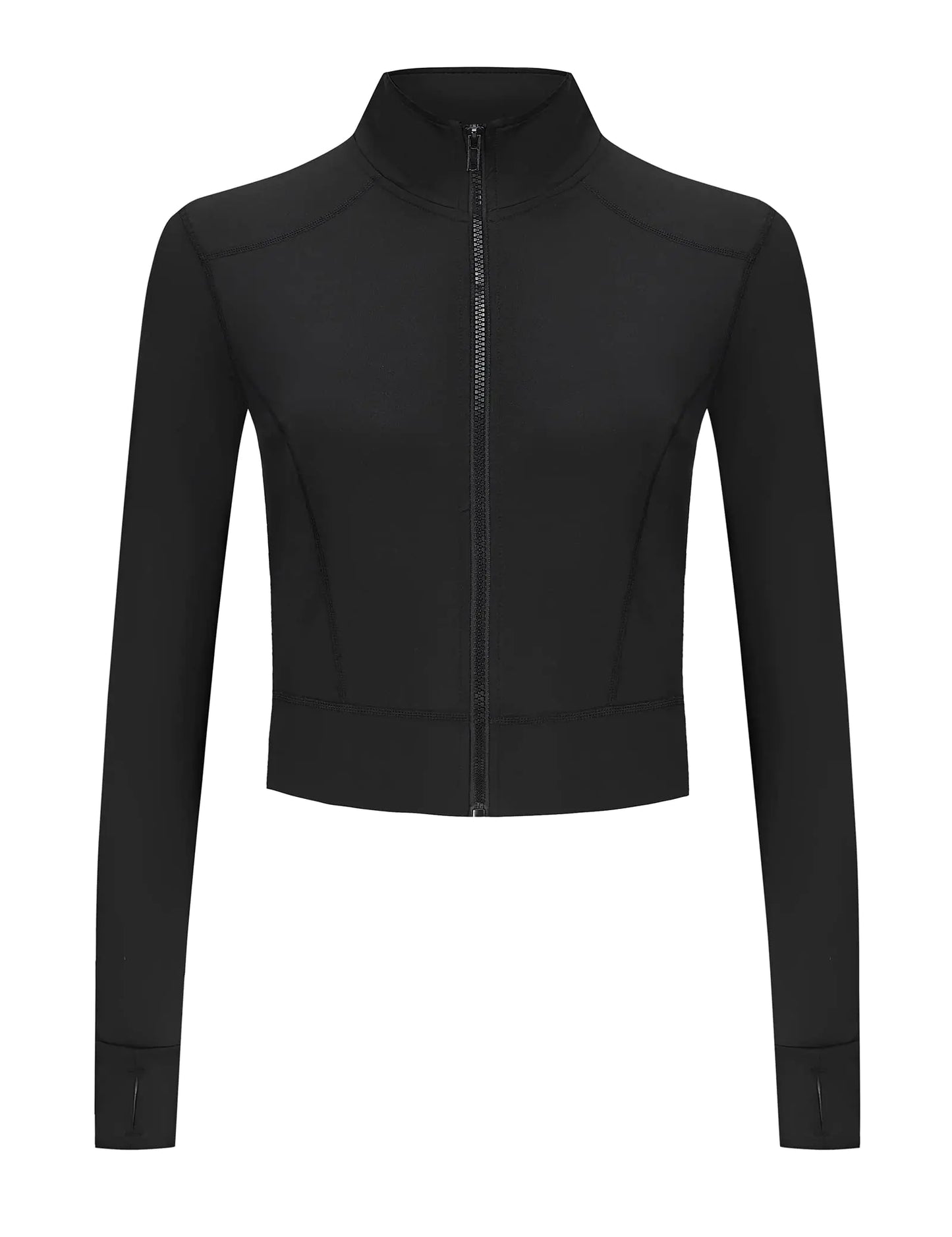 SEDOCU Women Workout Running Track Jacket Full Zip up Slim Fit Yoga Sports Athletic Jacket with Thumb Holes Black
