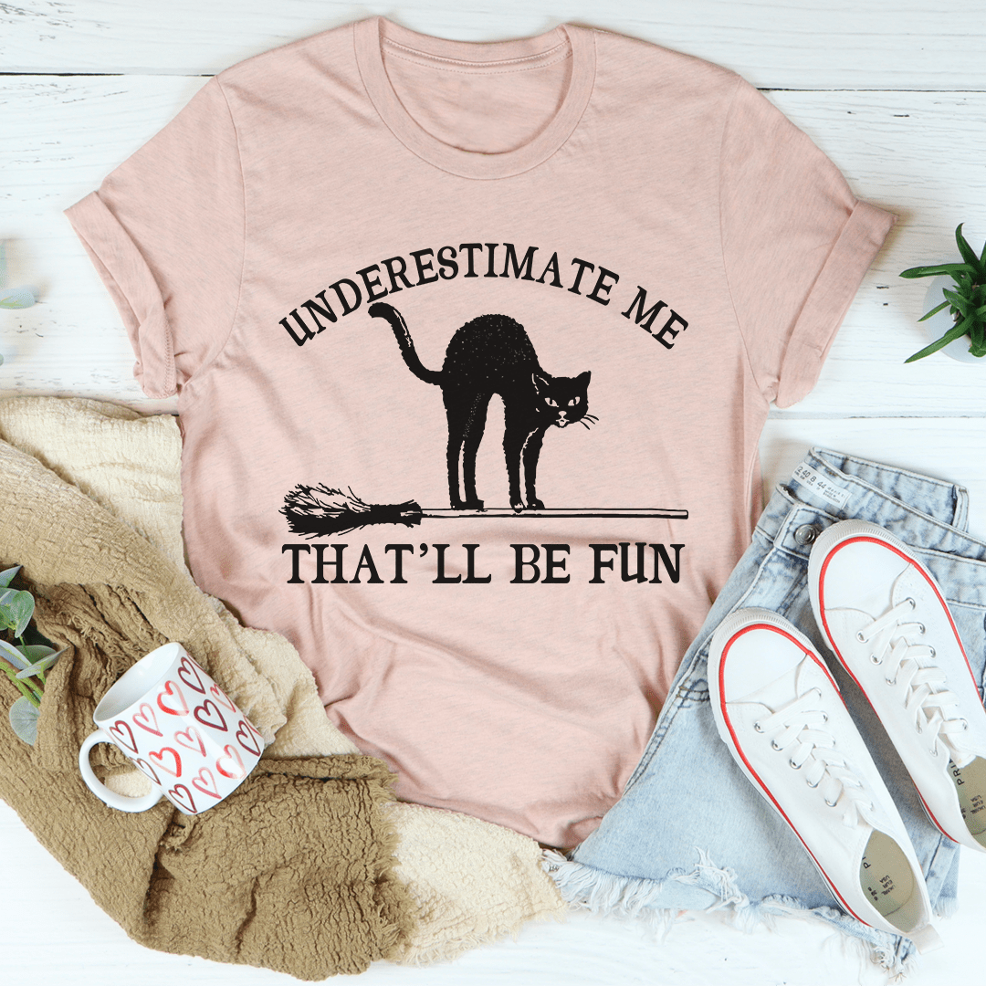 Underestimate Me Black Cat Tee-2