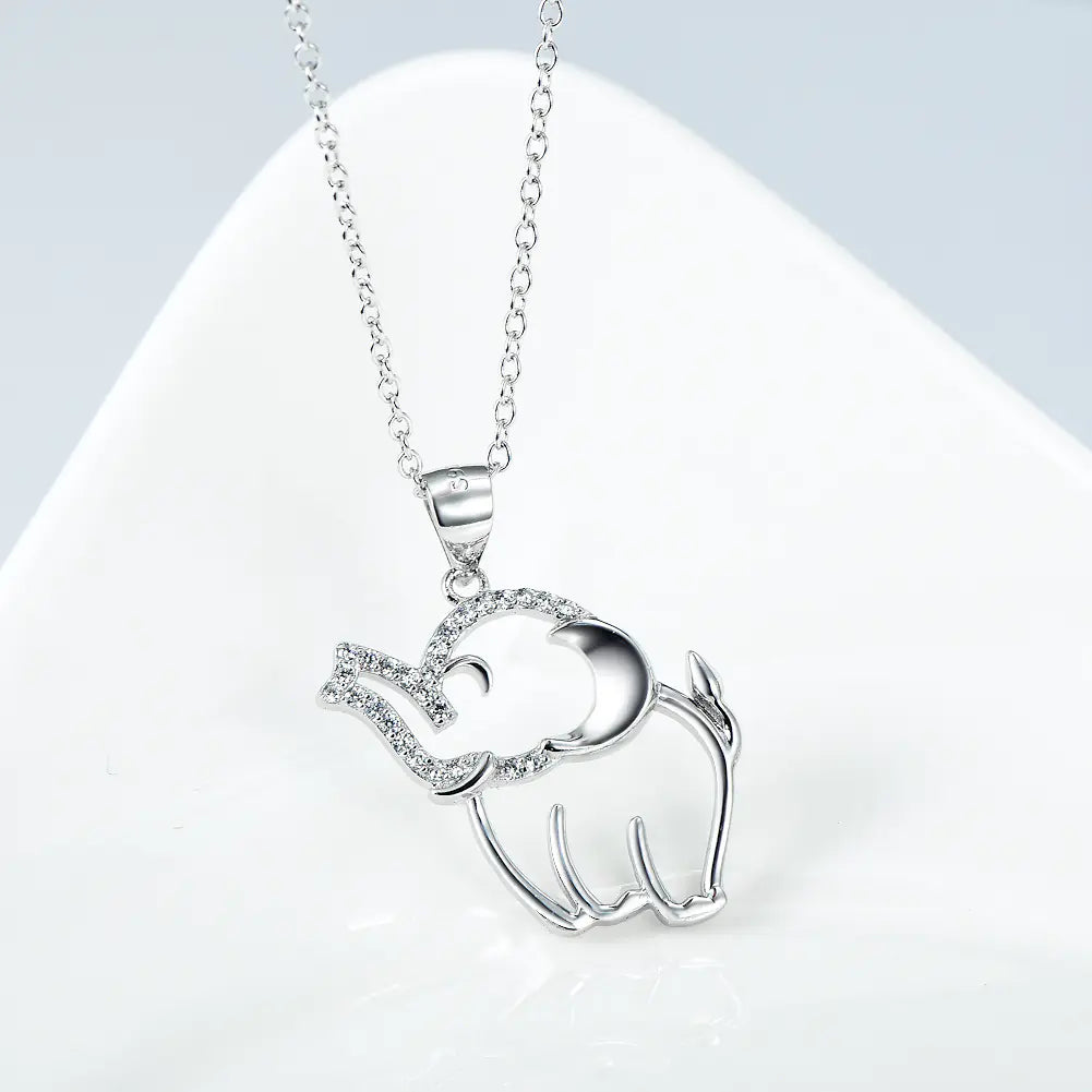 S925 Silver Elephant Pendant Necklace for Women