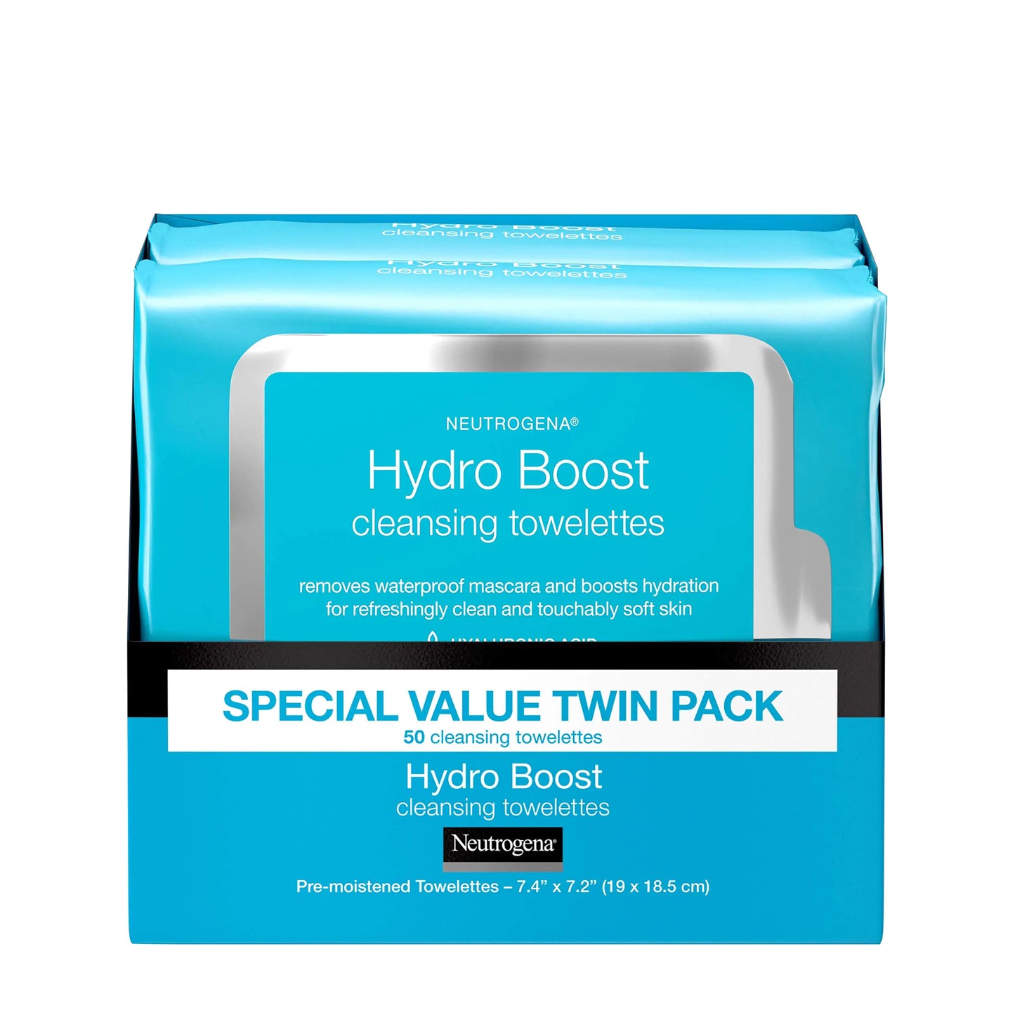 Neutrogena Neutrogena Hydroboost Facial Cleansing & Makeup Remover Wipes With Hyaluronic Acid Twin Pack 25 Ct 25 count (Pack of 4)